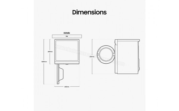 SAMSUNG DV90BB5245AW - Dimensions