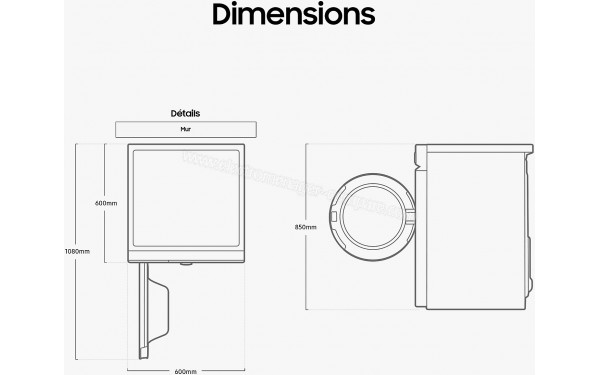 SAMSUNG DV90BB9445GH - Dimensions
