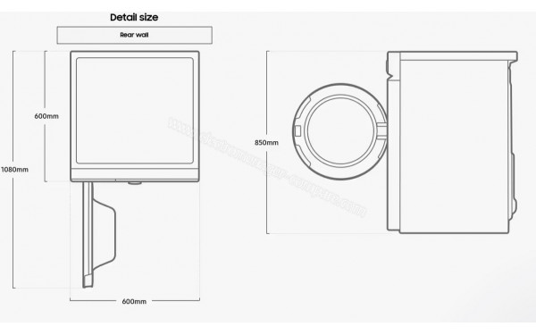 SAMSUNG DV90BB9545GB - Dimensions