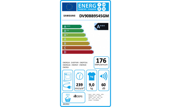 SAMSUNG DV90BB9545GM - &Eacute;tiquette &eacute;nergie