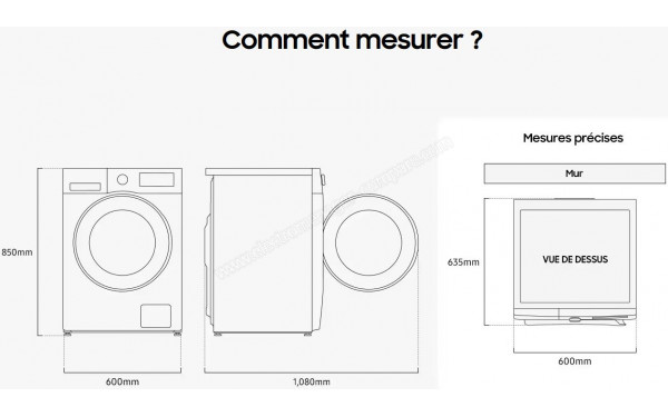 SAMSUNG DV90CGC0A0AH - Dimensions
