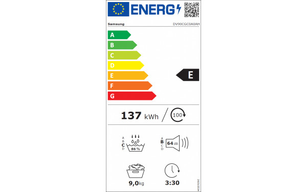 SAMSUNG DV90CGC0A0AH - &Eacute;tiquette &eacute;nergie v2