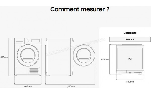 SAMSUNG DV90CGC0A0TH - Dimensions