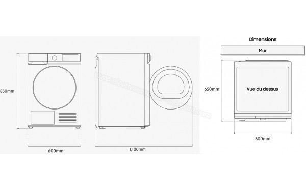 SAMSUNG DV90DB7845GB - Dimensions