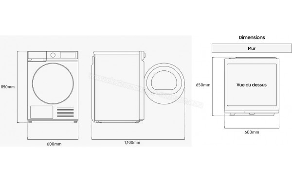 SAMSUNG DV90DB7845GW - Dimensions