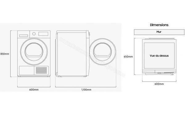 SAMSUNG DV90DB8845GB - Dimensions