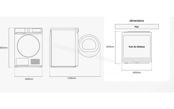 SAMSUNG DV90DB8845GH - Dimensions