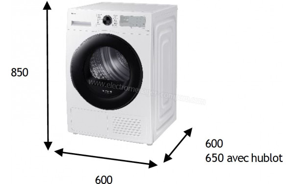 SAMSUNG DV90DG52A0AH - Dimensions