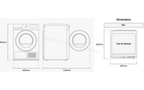 SAMSUNG DV90DG52A0TH - Dimensions