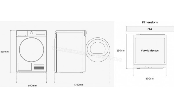 SAMSUNG DV90DG6845HH - Dimensions