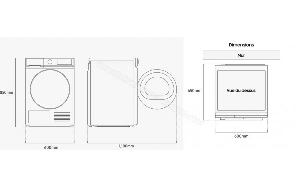 SAMSUNG DV90DG6845LB - Dimensions