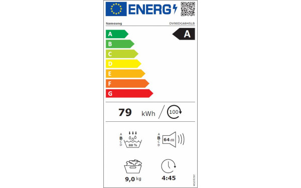 SAMSUNG DV90DG6845LB - &Eacute;tiquette &eacute;nergie v2