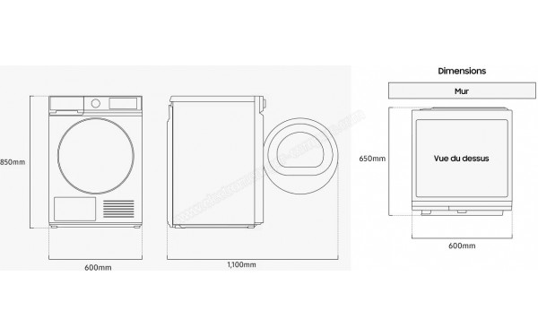 SAMSUNG DV90DG6845LE - Dimensions
