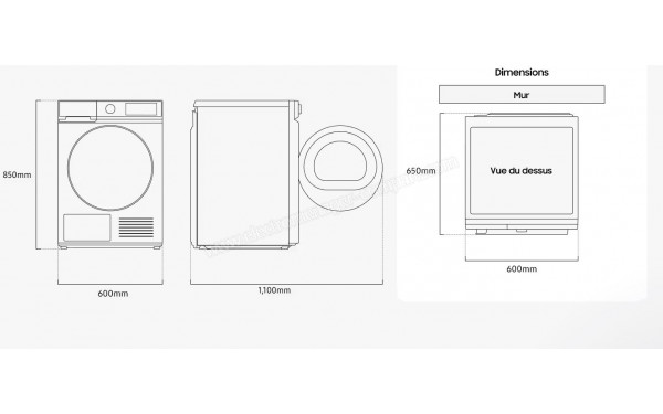SAMSUNG DV90DG6845LK - Dimensions