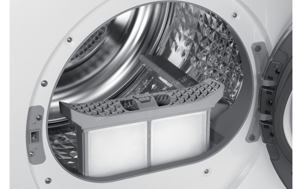 SAMSUNG DV90M50001W - Vue du tambour avec filtre