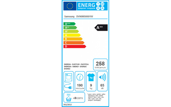 SAMSUNG DV90M50001W - &Eacute;tiquette &eacute;nergie