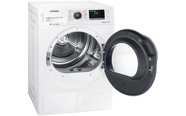 SAMSUNG DV90M6200CW - Vue 3/4 gauche hublot ouvert