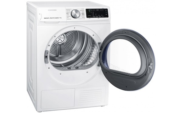 SAMSUNG DV90N62632W - Vue 3/4 gauche hublot ouvert (cr&eacute;dit : Boulanger)