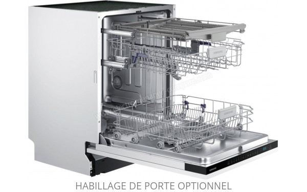 SAMSUNG DW60M6070IB - Vue 3/4 gauche avec porte ouverte vide (cr&eacute;dit : Boulanger)
