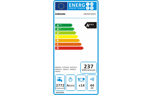 SAMSUNG DW60R7050FS - &Eacute;tiquette &eacute;nergie