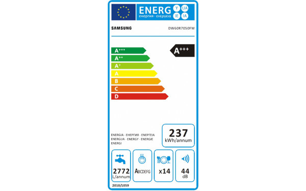 SAMSUNG DW60R7050FW - &Eacute;tiquette &eacute;nergie