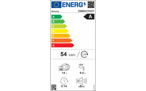 SAMSUNG DW80H73YAFF - &Eacute;tiquette &eacute;nergie v2