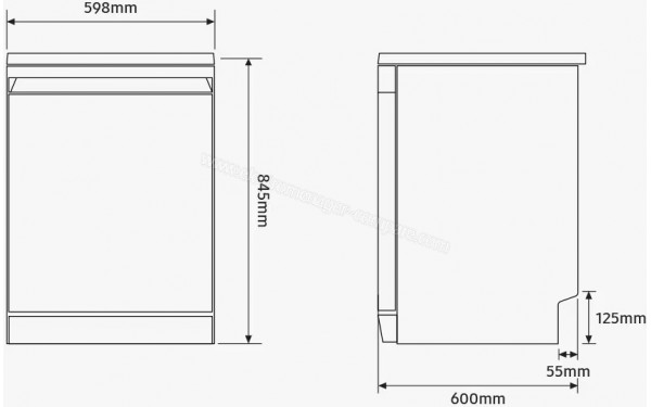SAMSUNG DW80H73YBFFU1 - Dimensions