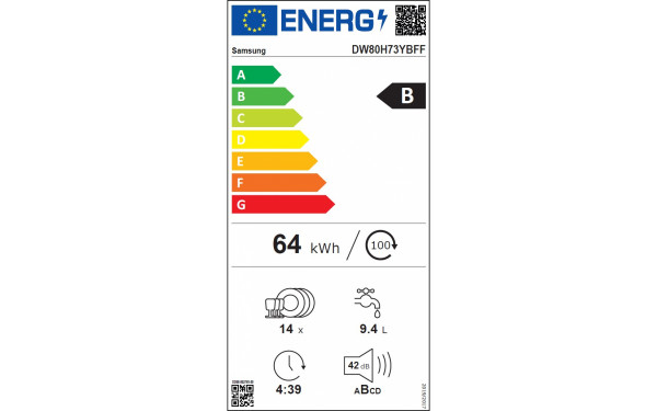 SAMSUNG DW80H73YBFFU1 - &Eacute;tiquette &eacute;nergie v2