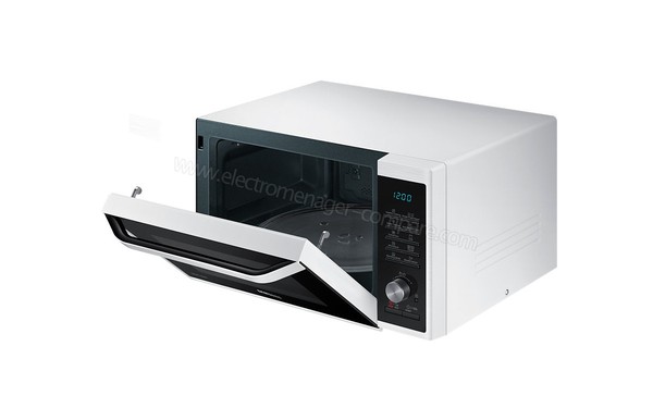 SAMSUNG MC32J7035AW - Vue 3/4 droite, porte ouverte