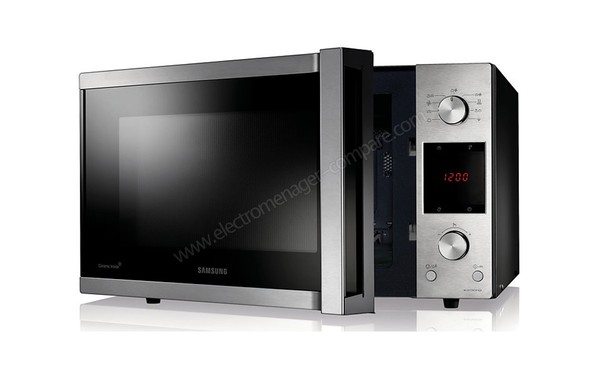 SAMSUNG MC455TBRCSR - Vue 3/4 droite, porte entrouverte