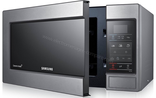 SAMSUNG ME73M-X - Vue 3/4 droite, porte entrouverte