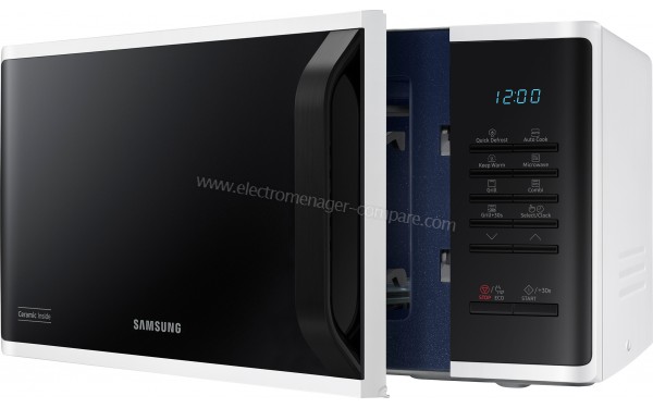 SAMSUNG MG23K3513AW - Vue 3/4 droite porte ouverte