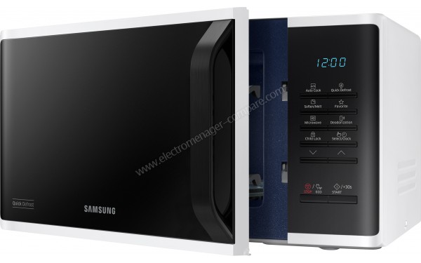 SAMSUNG MS23K3513AW/EG - Vue 3/4 droite porte ouverte