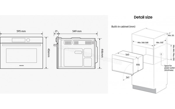 SAMSUNG NQ5B4513GBK - Dimensions