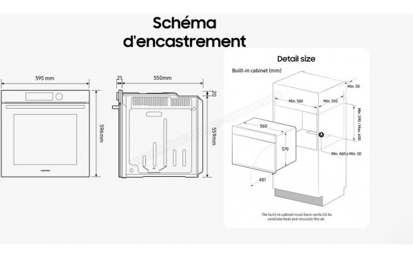 SAMSUNG NV7B41307AS - Dimensions