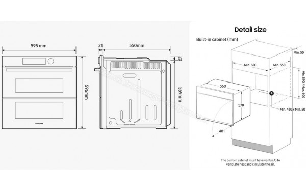 SAMSUNG NV7B4550VAS - Dimensions