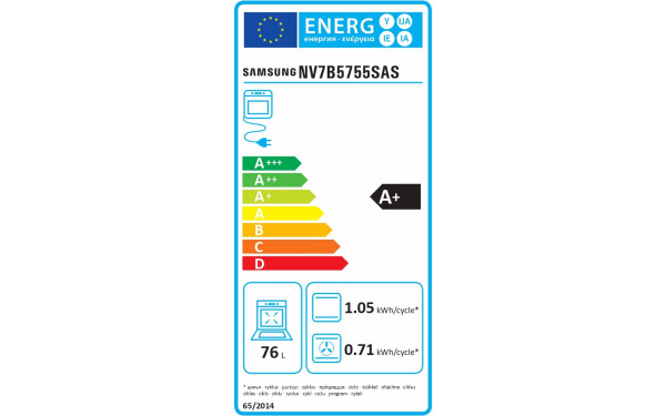 SAMSUNG NV7B5755SAS - &Eacute;tiquette &eacute;nergie
