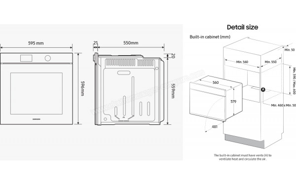 SAMSUNG NV7B7997AAK - Dimensions