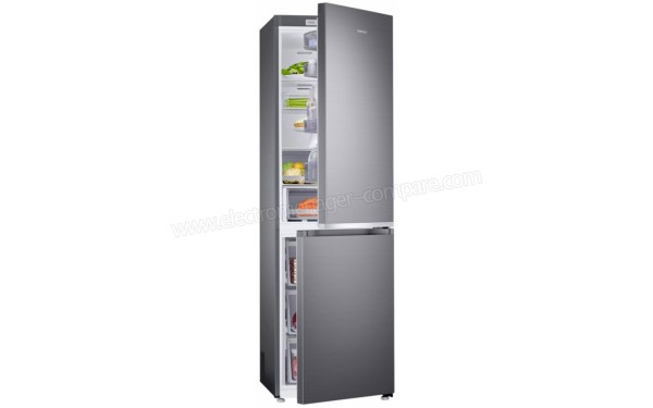 SAMSUNG RB33R8717S9 - Vue 3/4 gauche avec porte ouverte (cr&eacute;dit : Boulanger)