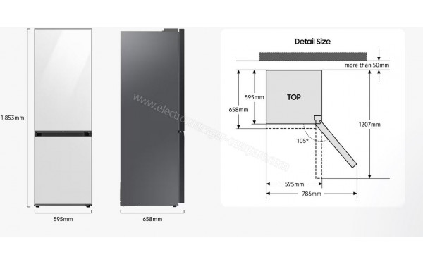 SAMSUNG RB34C600CWW - Dimensions