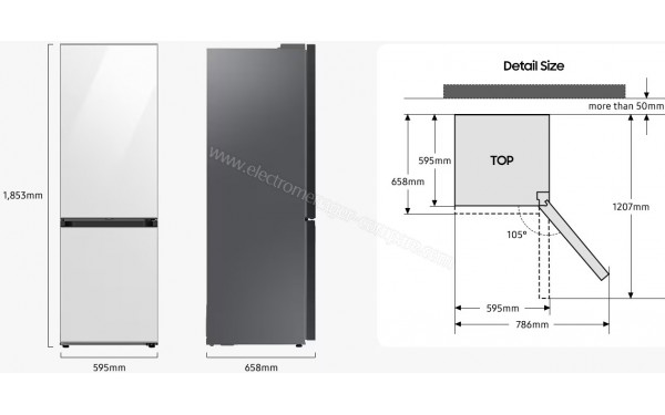 SAMSUNG RB34C600DWW - Dimensions