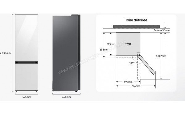 SAMSUNG RB38C7B6D12 - Dimensions