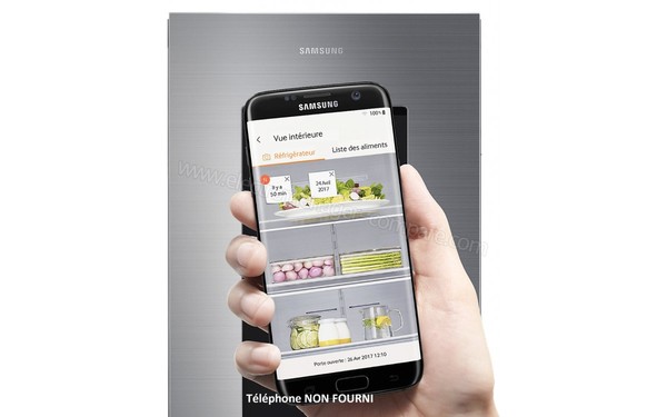 SAMSUNG RB38M7998S4 - Vue de l'int&eacute;rieur sur un t&eacute;l&eacute;phone compatible (T&eacute;l&eacute;phone non fourni)