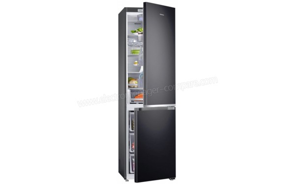 SAMSUNG RB41R7737B1 - Vue 3/4 gauche avecporte ouverte (cr&eacute;dit : Boulanger)