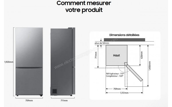 SAMSUNG RB50DG602EB1 - Dimensions