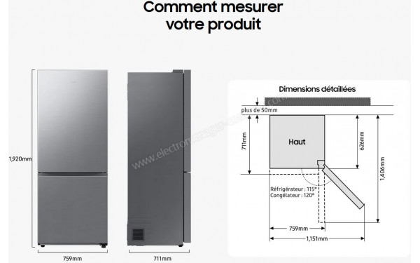 SAMSUNG RB50DG602ES9 - Dimensions