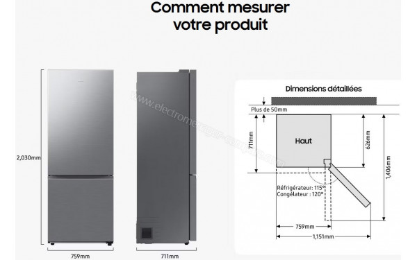 SAMSUNG RB53DG703DS9 - Dimensions