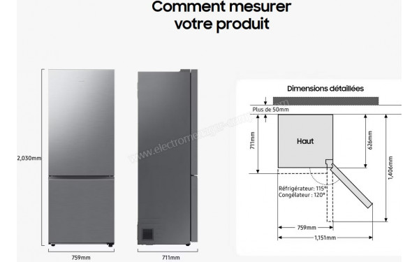 SAMSUNG RB53DG703EB1 - Dimensions