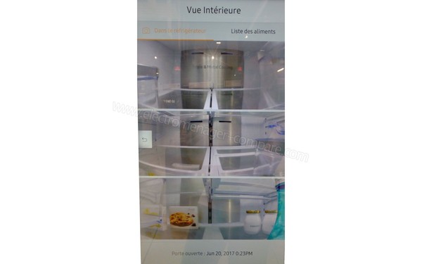 SAMSUNG RF56M9540SR - Vue de l'int&eacute;rieur via les 3 cam&eacute;ras int&eacute;gr&eacute;es