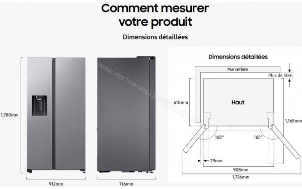 SAMSUNG RS62DG5003S9 - Dimensions